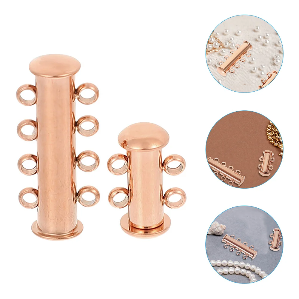 2 Pcs Necklace Clasp Layering Necklaces Bracelet Connecting Pearl Connectors for Multiple Buckle