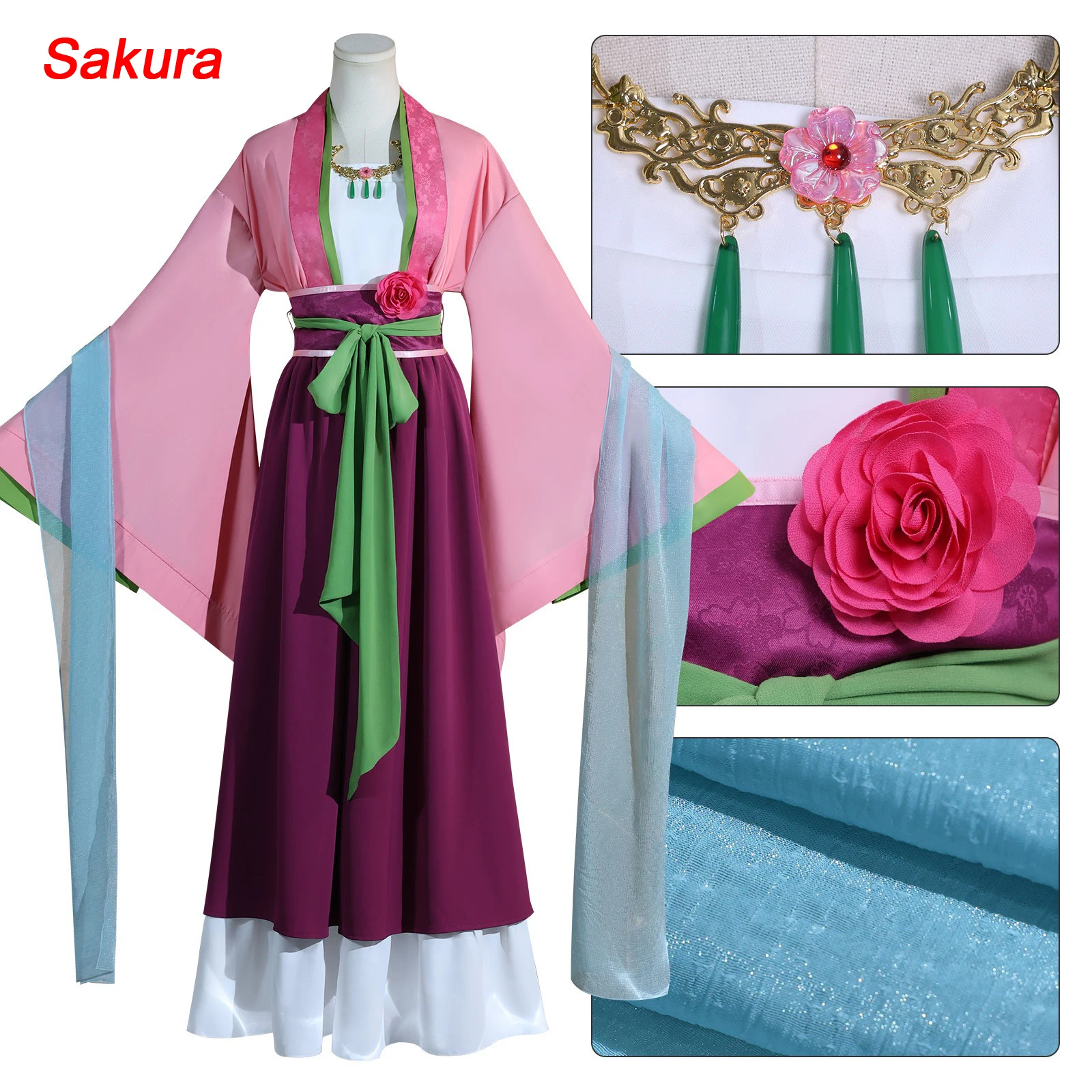 

MAOMAO Cosplay Costume Wig Anime The Apothecary Diaries Fancy Hanfu Dress Necklace Earrings Shoes Full Set Halloween Party Women