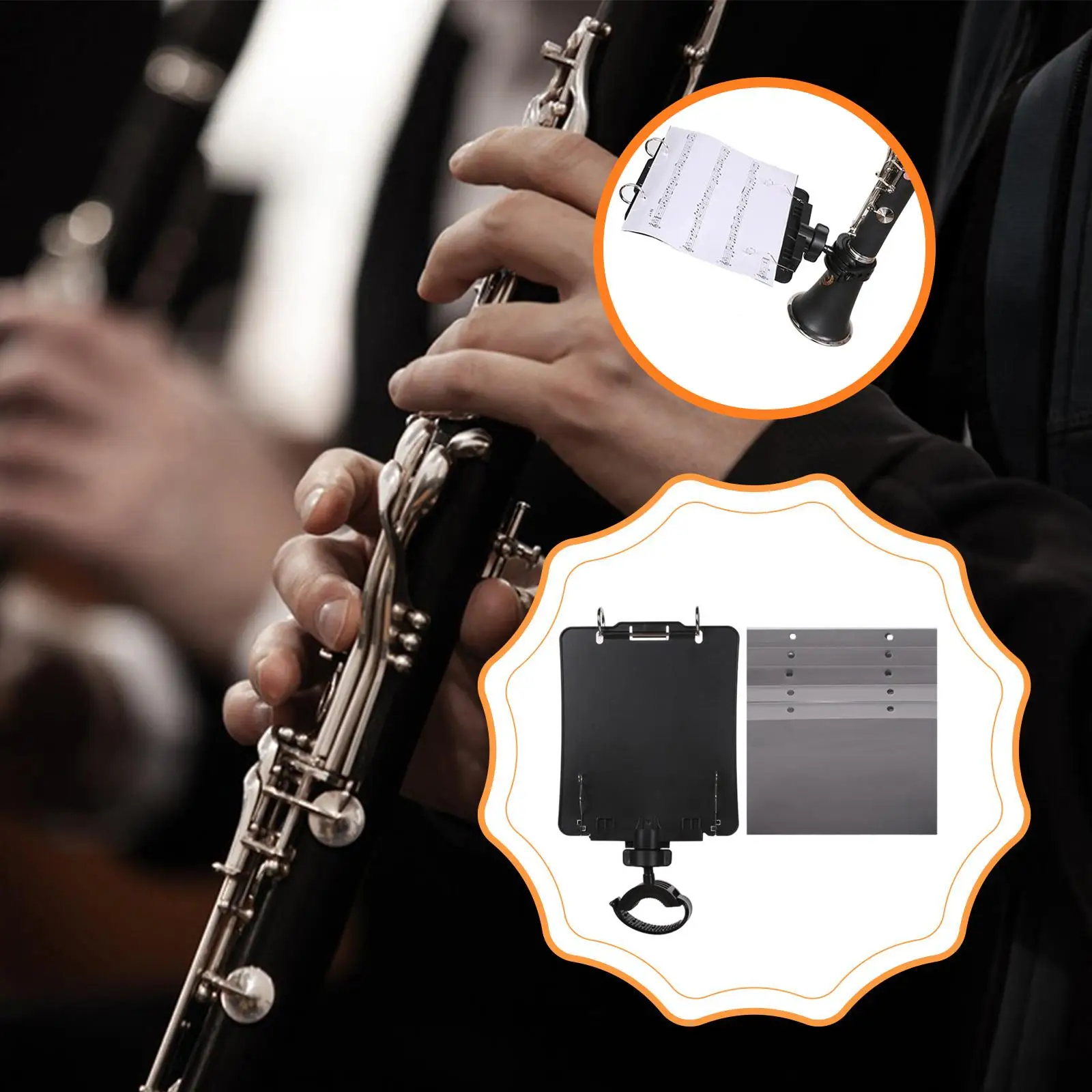 Professional Sheet Music Stand Clarinet Music Lyre Holder for Clarinet Rehearsal Practice Performance