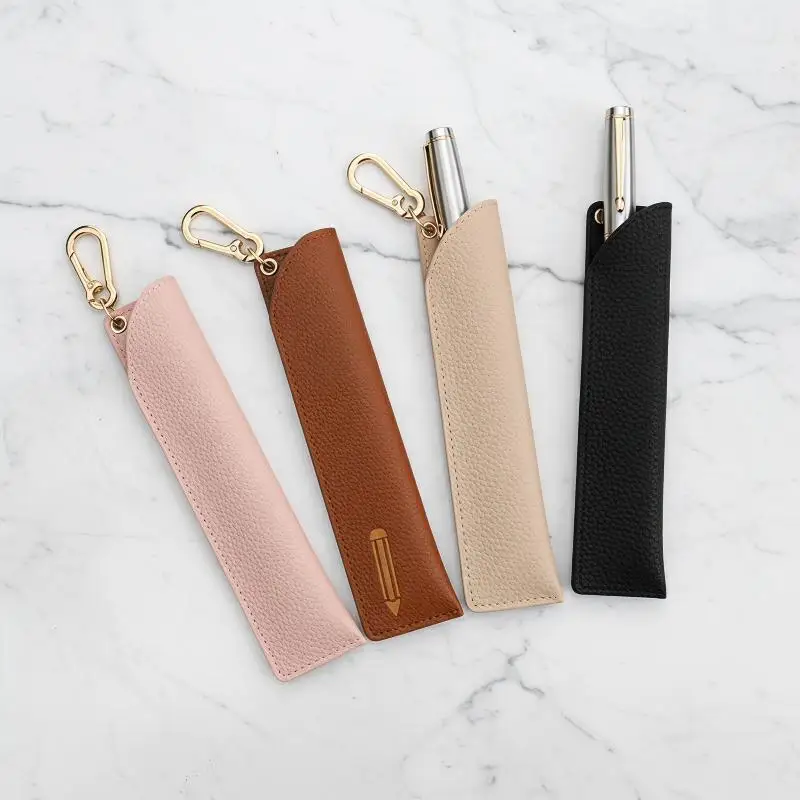 1Pcs Leather Pencil Holder School Pen Storage Bag Pen Case Kawaii Pen Protective Sleeve Small Sign Pen Cover Leather Case Gifts
