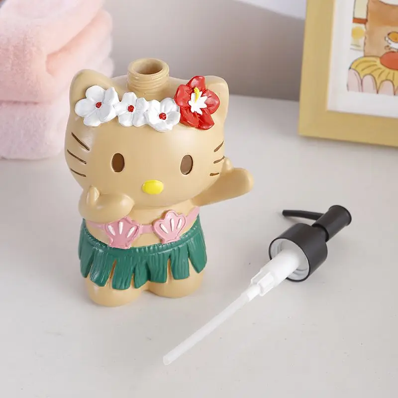 Kawaii Anime Hello Kitty Press Type High-Capacity Shampoo Split Bottle Cartoon Creative Home Decoration Hand Lotion Empty Bottle