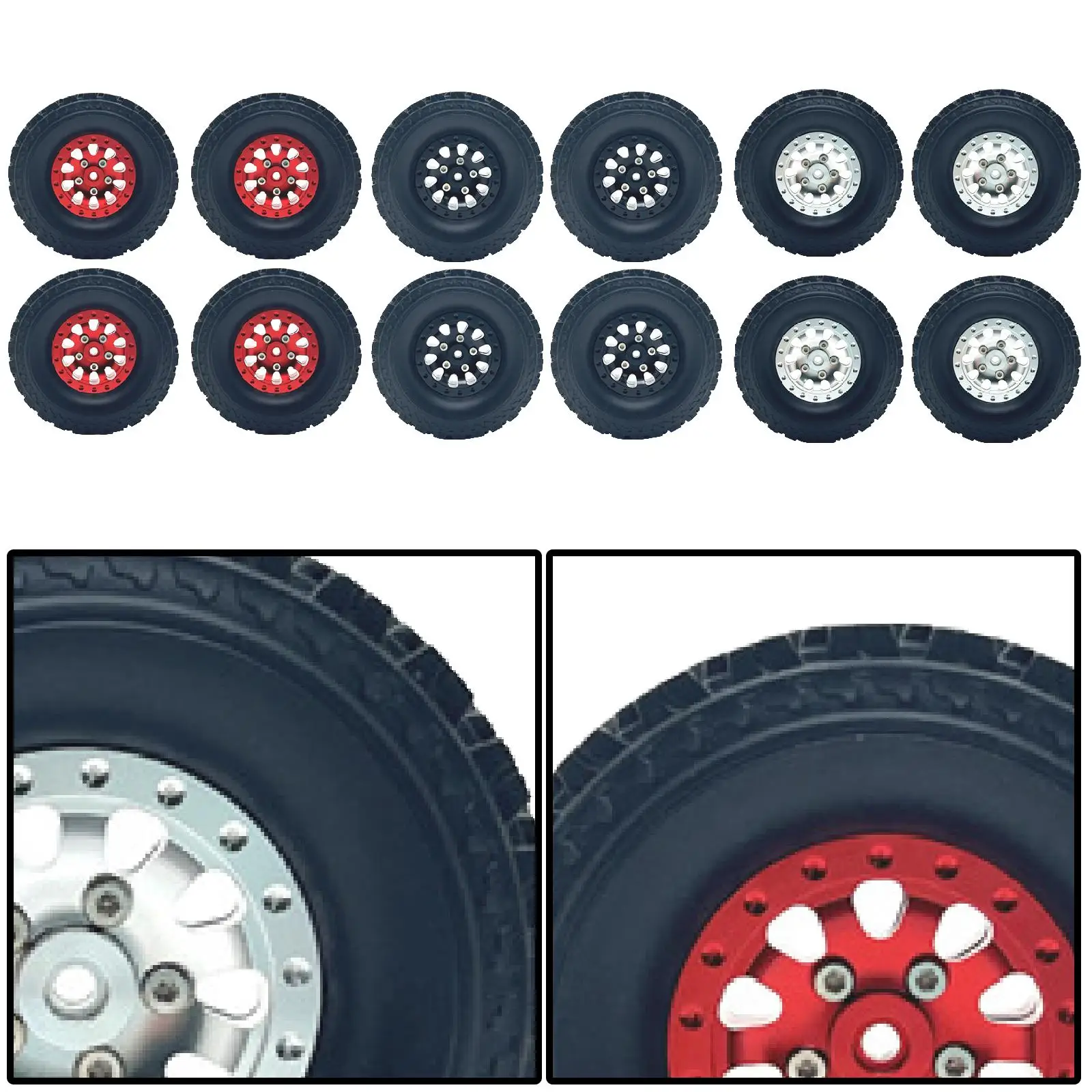 Juego de 4 llantas de metal para camiones RC 1/12 1/16 y coches sobre orugas