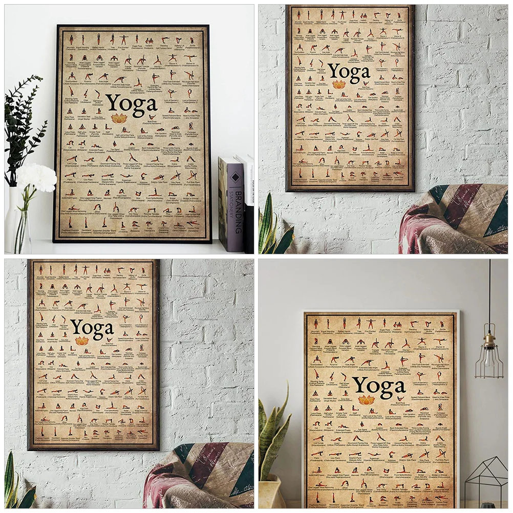 Vintage-Heimdekoration, Yoga-Poster, dekorative Wand, austauschbares Zimmer, zartes, handgefertigtes Bild, Fitness