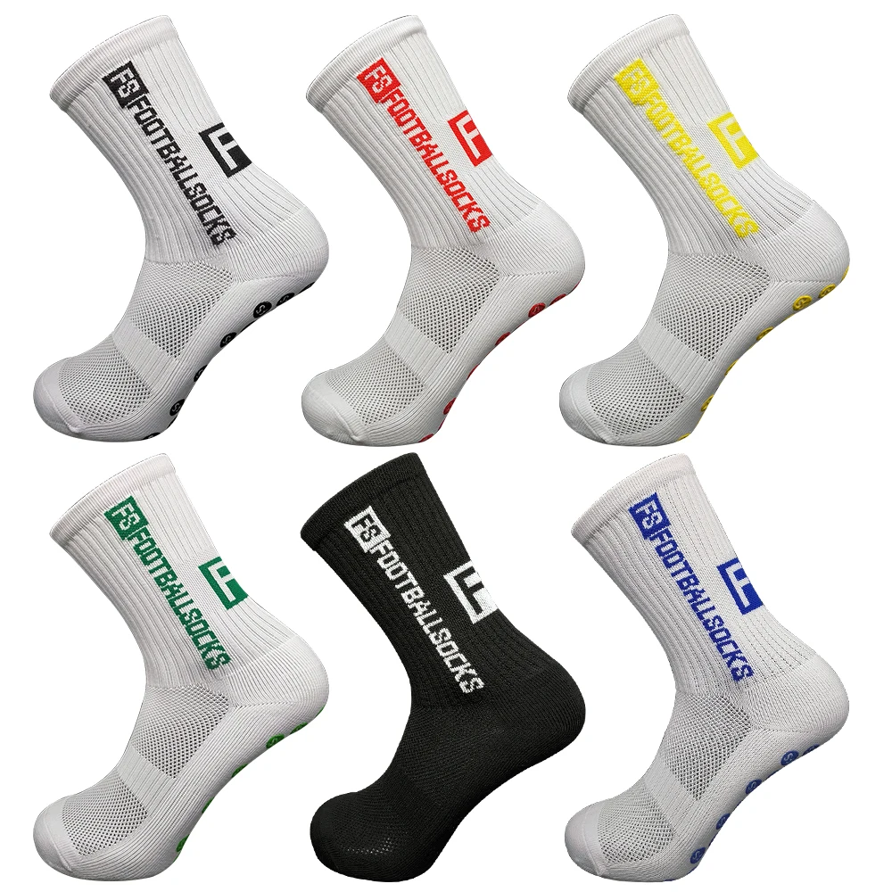 1 pair of new FS adhesive anti slip sports football bicycle socks, thickened towel bottom and long tube socks