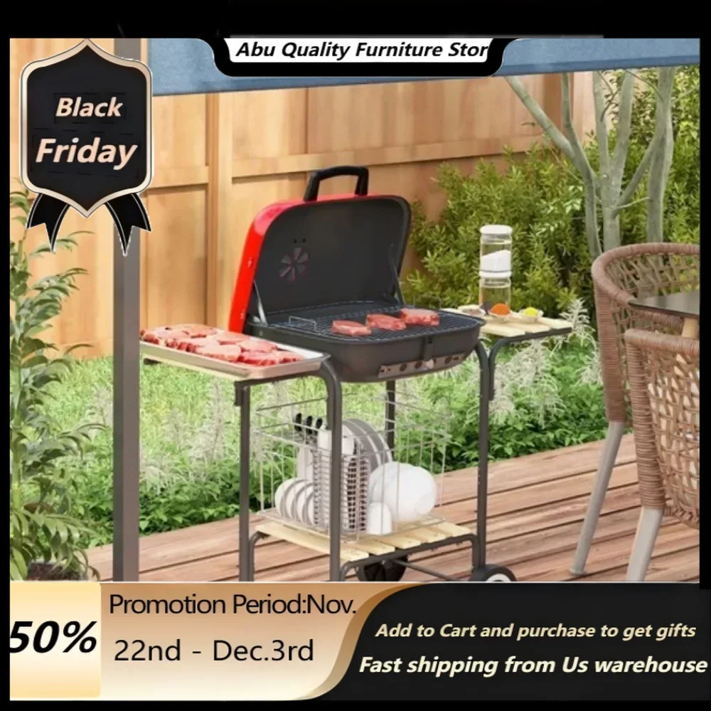 Portable Charcoal Grill BBQ Grill easy transport - Enamel-coated steel offers excellent heat resistance Outdoor Stove Camp Cook