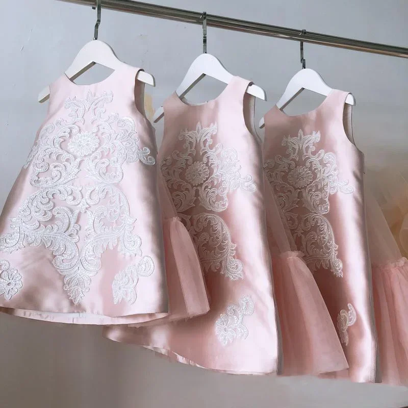 

Children's Elegant Dress Lace Kid Dress For Girl 2022 Birthday Christmas Baby Clothes Girl Baby Tulle Dress Pink Gown