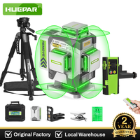 Huepar ±2mm High Accuracy 4D 16 Lines Laser Level Green Self-leveling Cross Line 8000mAh Li-ion Battery with Tripod Detector