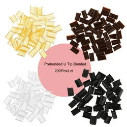 Keratin Glue U Tip Glue Chips 200pcs Prebonded Fusion Rebonded Beads Nail Bond Tip Flat Tips Glue Rebonds Keratin Bonding Glue