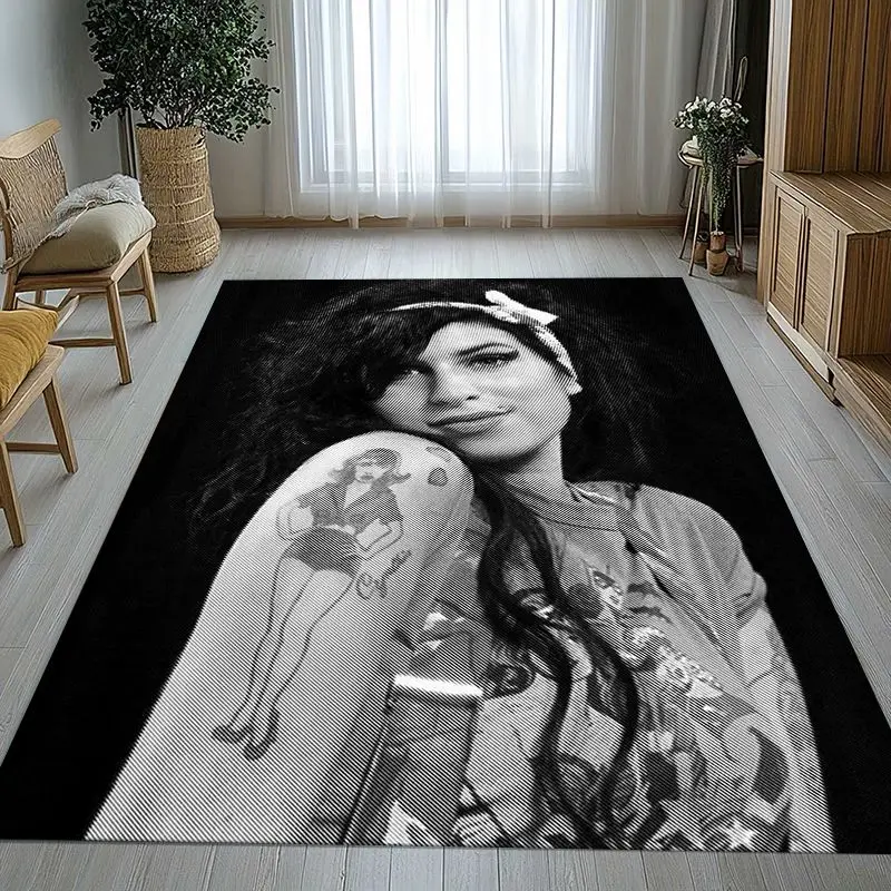 Amy Winehouse Music Singer Soft Non-Slip Large Area Rug for Living Room,Bedroom Playroom Carpet Mat for Sofa,Home Decor Gift