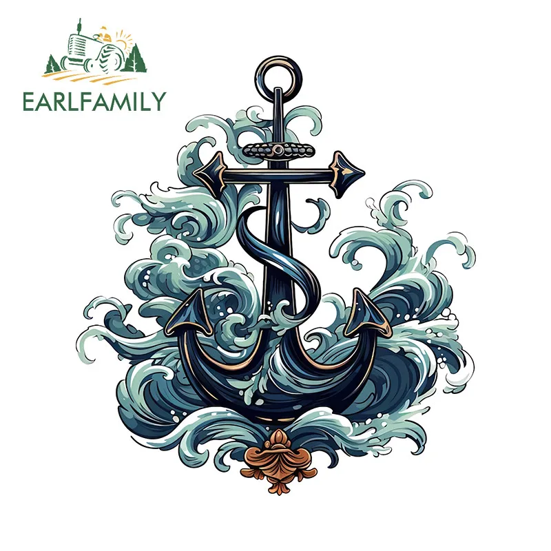 EARLFAMILY The Anchor That Braves The Wind and Waves Car Stickers Helmet Trunk Waterproof Decal Fashionable Car Accessories