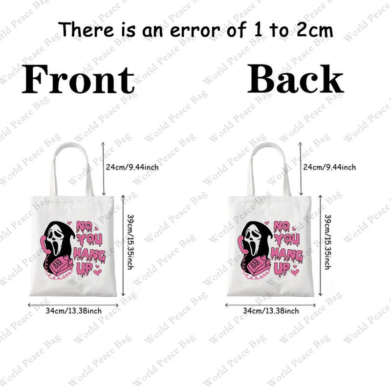 pc No you hang up Scream pattern Tote Bag Canvas Shoulder Bag For Travel Daily Commute Women's Reusable Shopping Bag