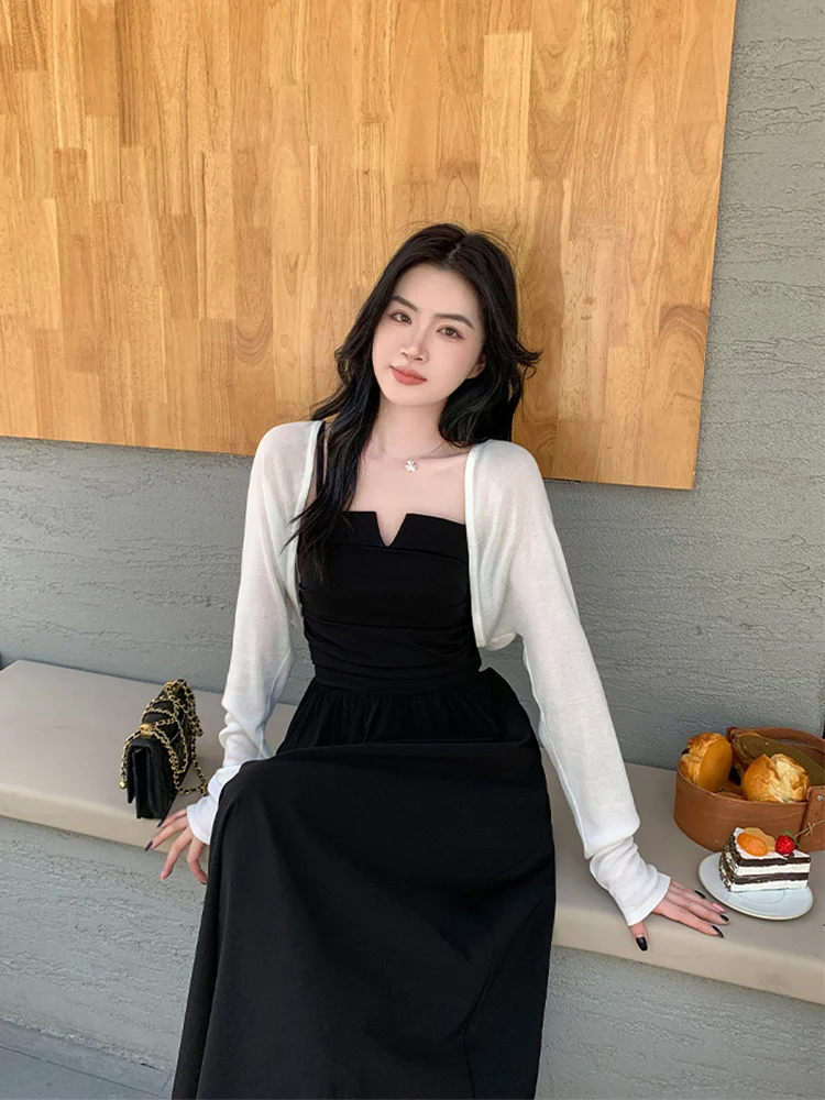 

Белый вязаный кардиган Ele, женский, летний, 2026, новинка, универсальный, стройнящий, индивидуальный, укороченный топ, защита от солнца