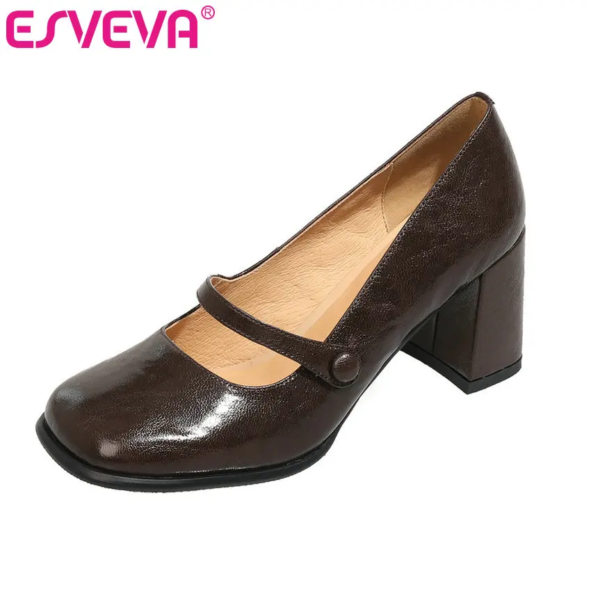 

ESVEVA 2024 Elegant Women Genuine Leather High Heels Pumps Platform Female Classic Wedding Party Women's Shoes Size 34-39