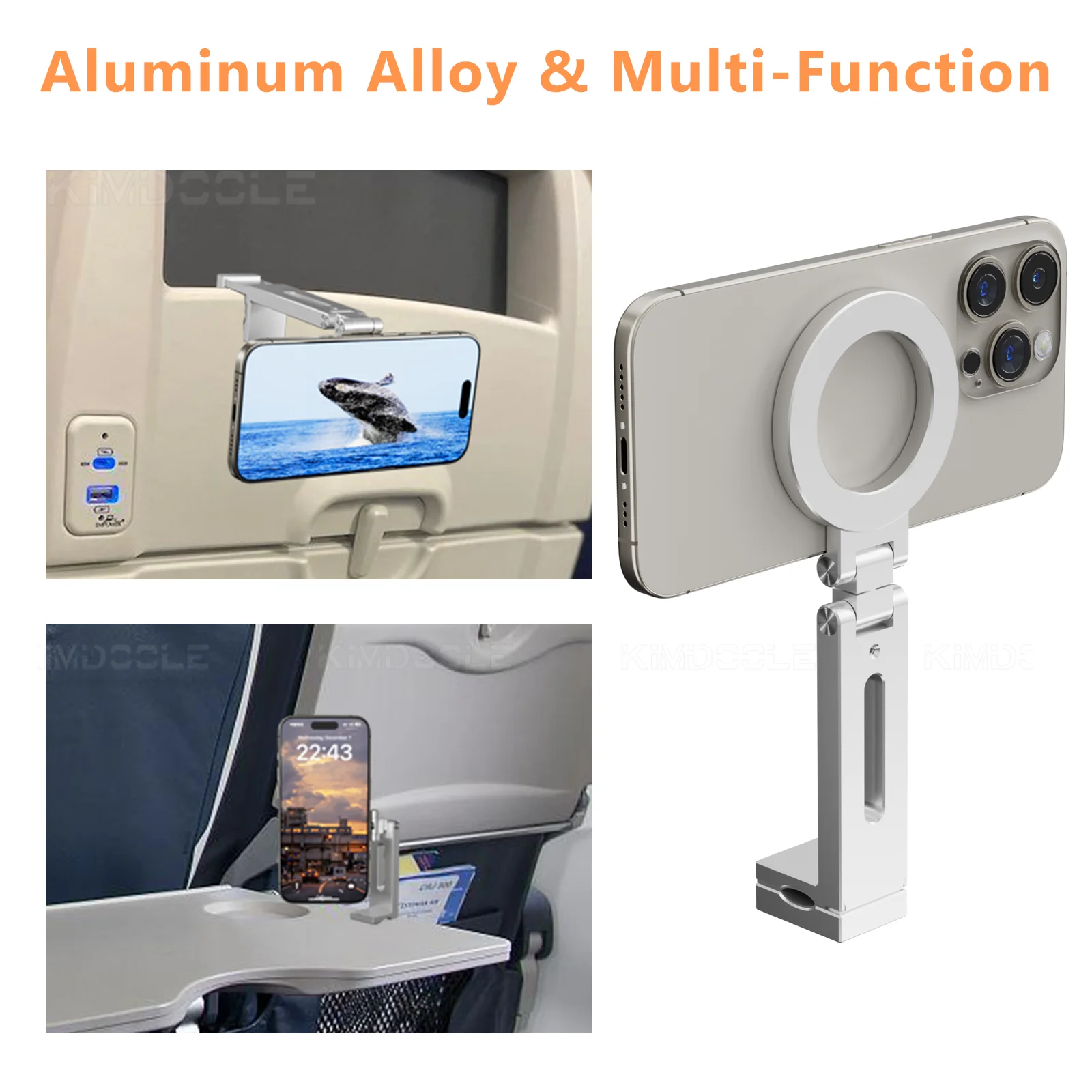 

Kimdoole Universal Magnetic Airplane Phone Stand Foldable Portable Travel Flexible Rotation Selfie Stand Clip Phone Bracket