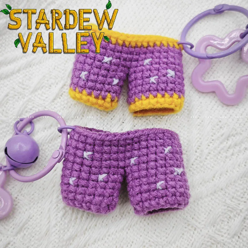 

Game Stardew Valley Lewis Cosplay Keychain Crochet Lucky Purple Shorts Pendant Keyring Key Chain Bag Accessory Ornament Props