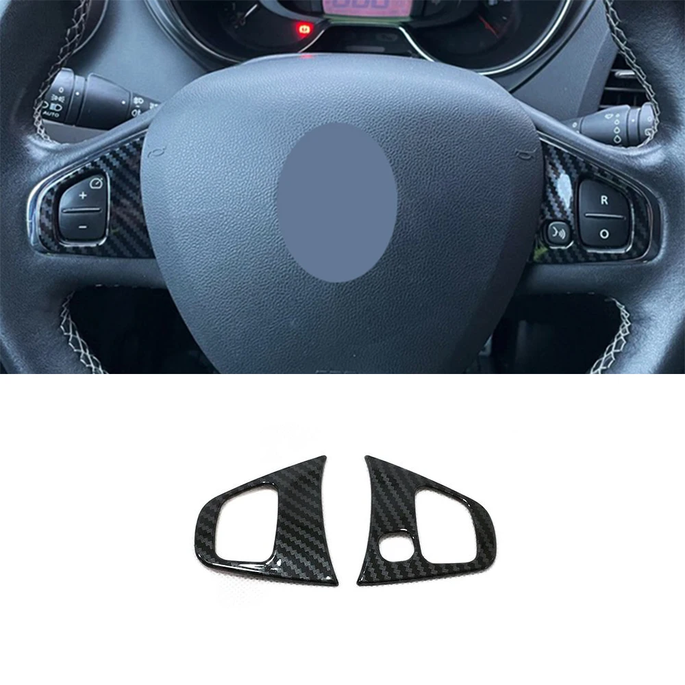 

For Renault Clio 4 Clio4 2013 14 15 16 17 2018 Car Steering Wheel switch button Trim Cover ABS Carbon Fiber Interior Accessories