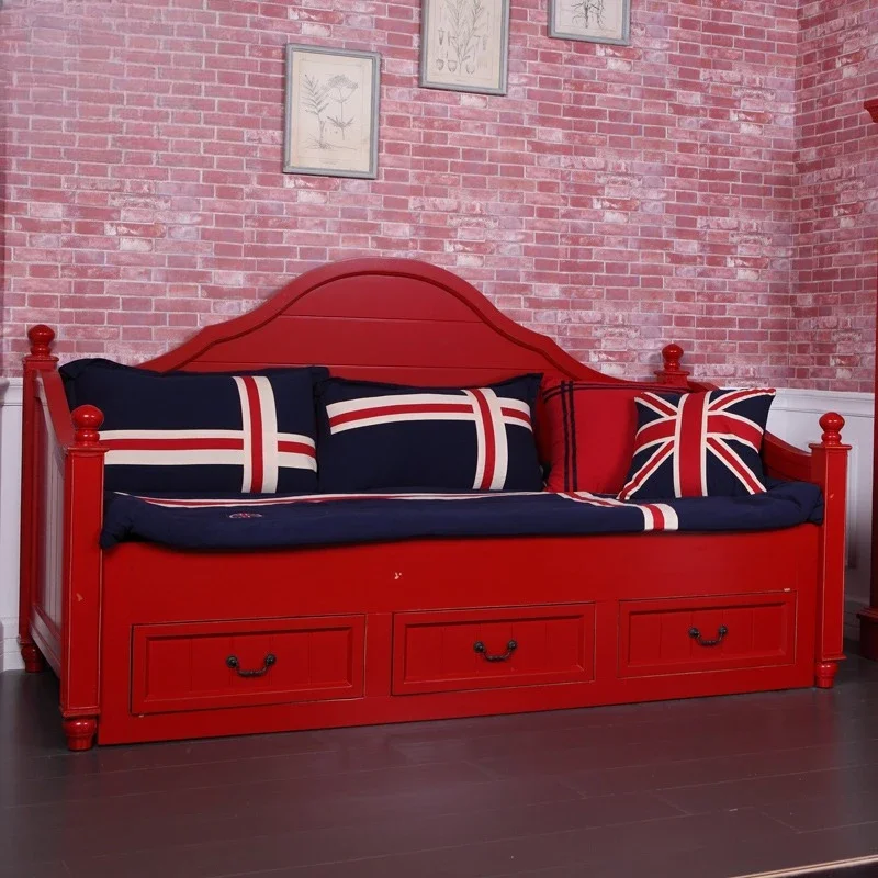 Study solid wood leisure lazy sofa bed push-pull storage furniture
