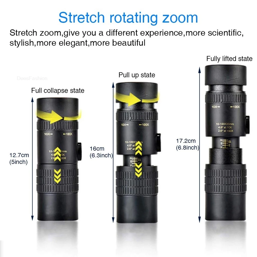 10-300x40 Zoom-Teleskop HD 4K Tragbares, robustes Fernglas mit großer Reichweite, professionelles Monokular – Prismen für Jagd und Camping