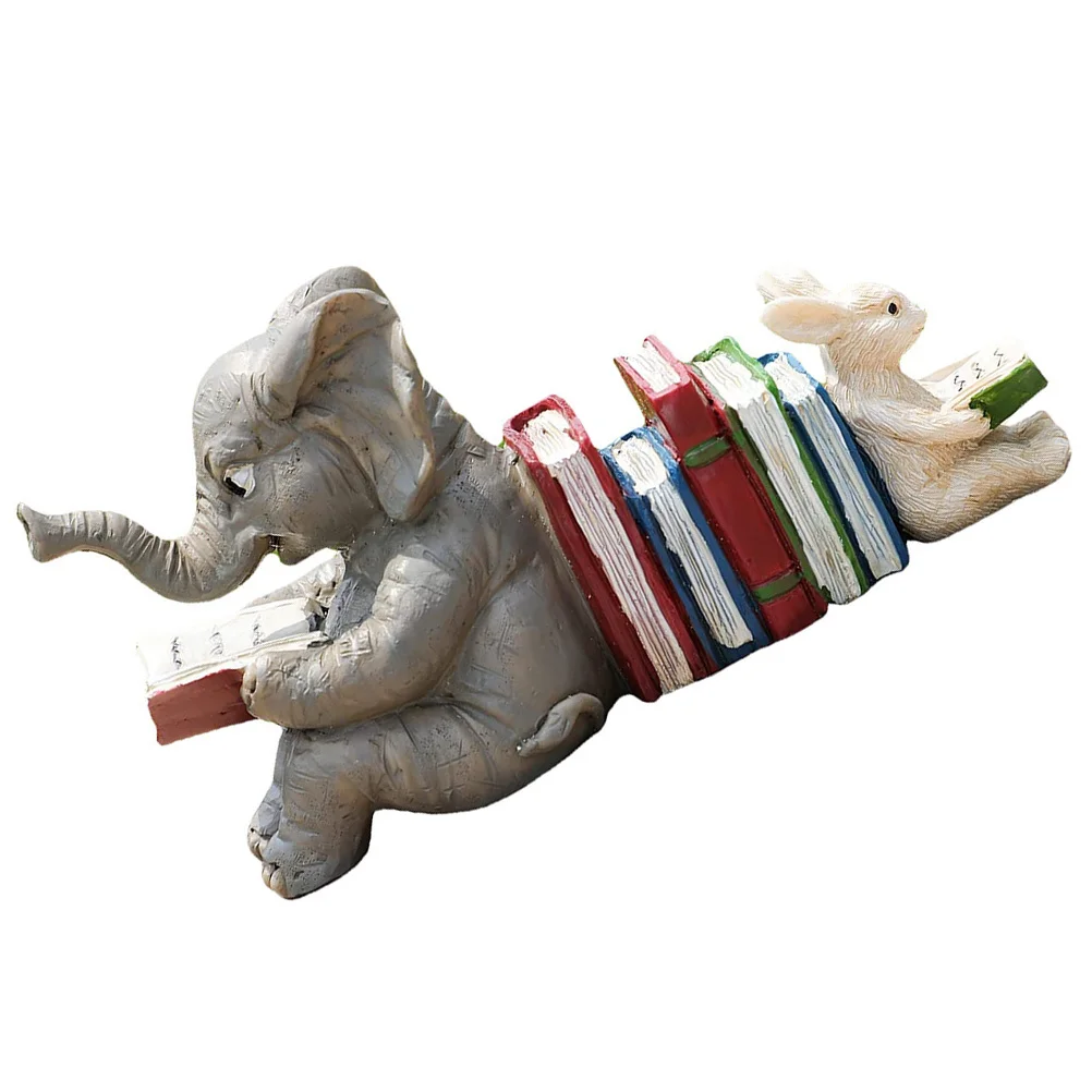 

Rabbit Elephant Bookend Statue Resin Animal Figurines Home Decor Garden Decoration Desktop Ornament For Office Patio Lawn