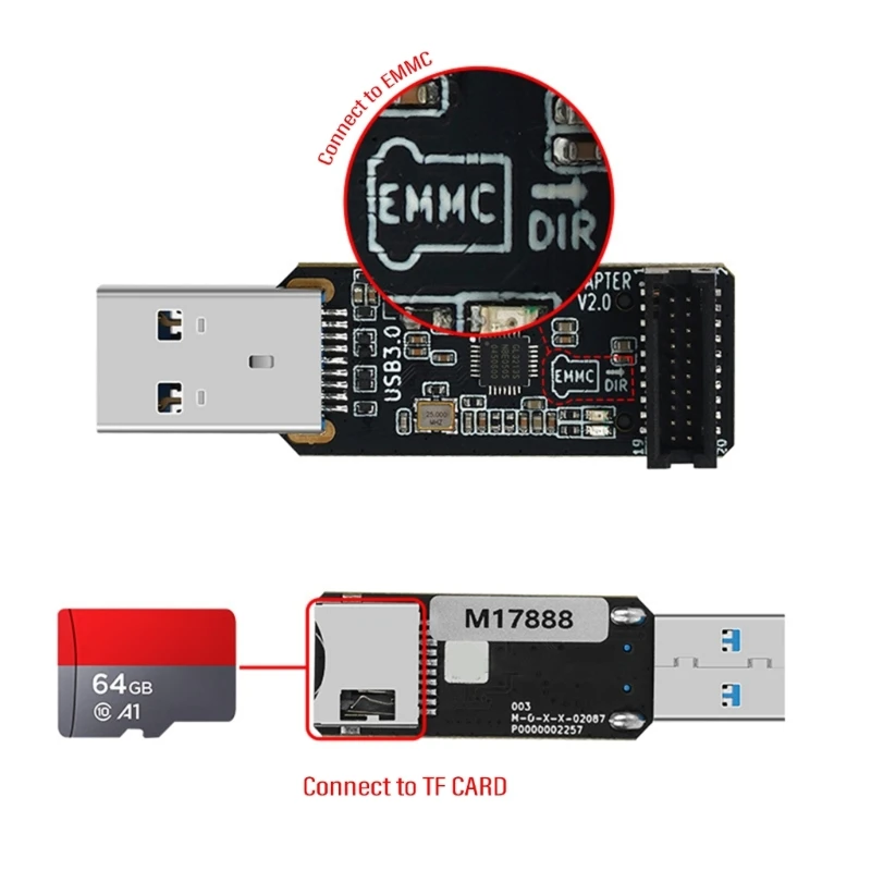 Akcesoria do drukarek 3D Maszyna do szybkiego drukowania Karta rozszerzeń pamięci MKS EMMC 32G MKS EMMC-ADAPTER V2 Czytnik kart