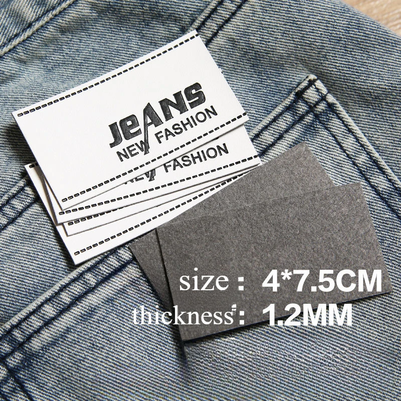 Chic Jeans Leather Tag Generic White Leather Custom Labels Clothing Shoes Hat Pants Leather Logos Customized Washable Material