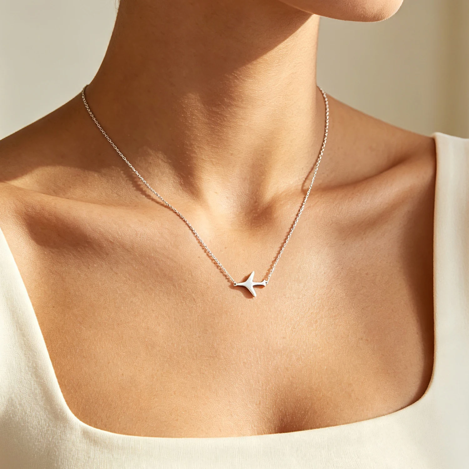 Minimalist Cold Style Airplane Collarbone Necklace 316L Stainless Steel Dainty Plane Pendant Non Fade Women Fashion Neck Jewelry