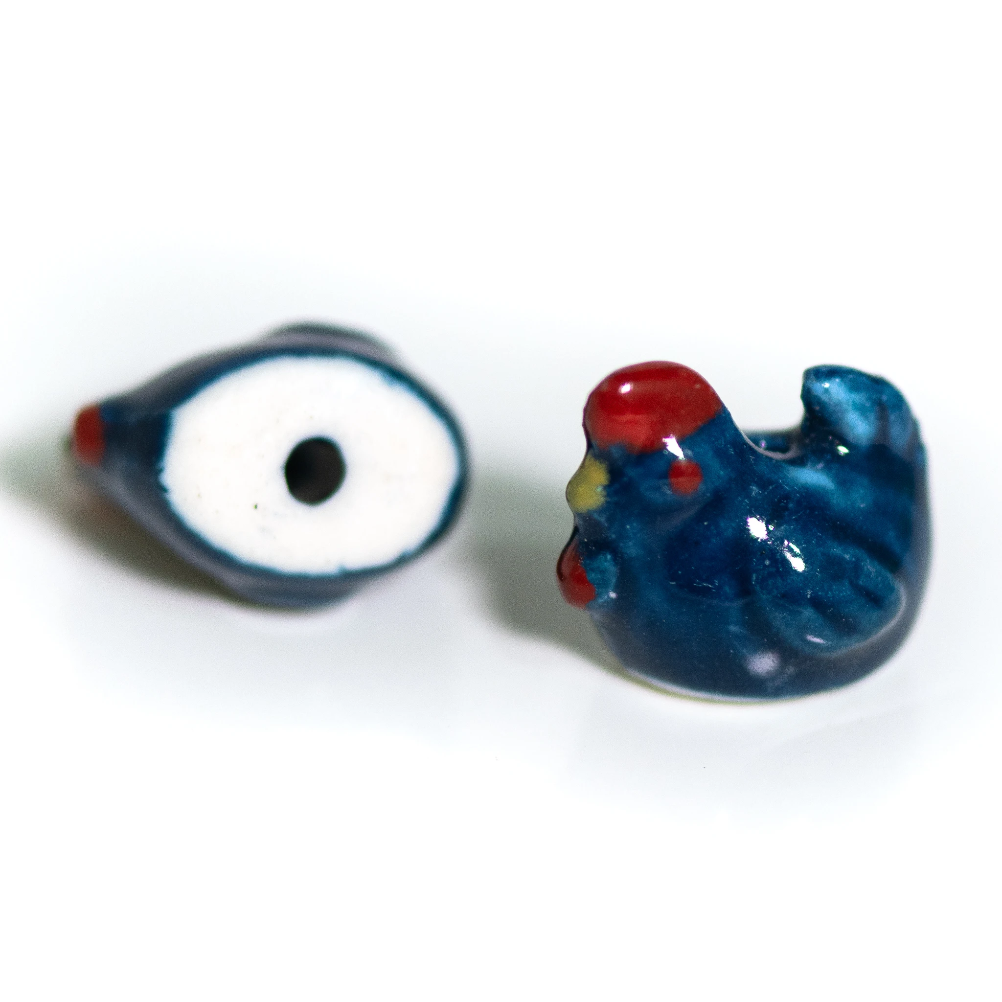 Handmade Ceramic Chicken Beads 15-18mm, 2.5-3mm Hole, Hand-Painted Farm Animal Beads for DIY Jewelry Making, High-Temperature Fi