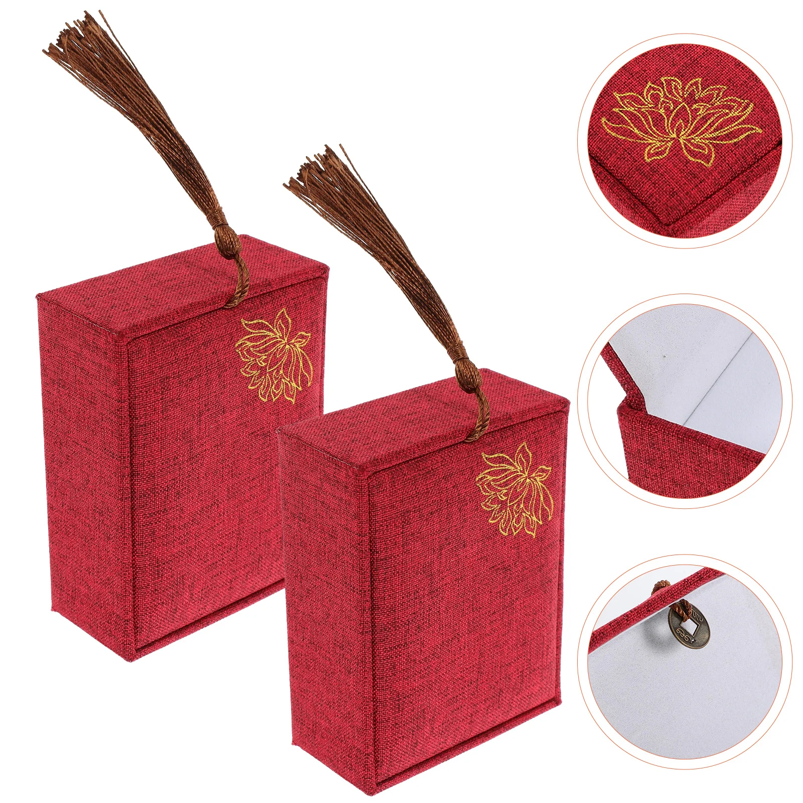 

2 Pcs Nail Box Delicate Storage Cloth Pipa Nails Holder Guzheng Board Bass Tassel Design Embroidery Fabric Container Instrument