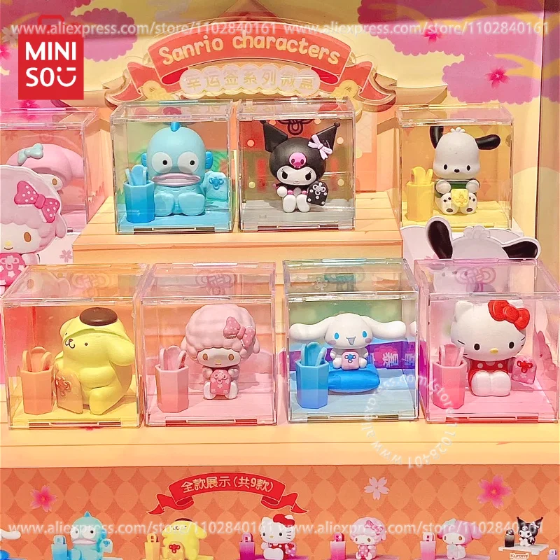 

MINISO глухая коробка Sanrio серии Счастливого рисования микро кавайная кукла благословение подарок на день рождения Kuromi Pachacco Hello Kitty Pompompurin