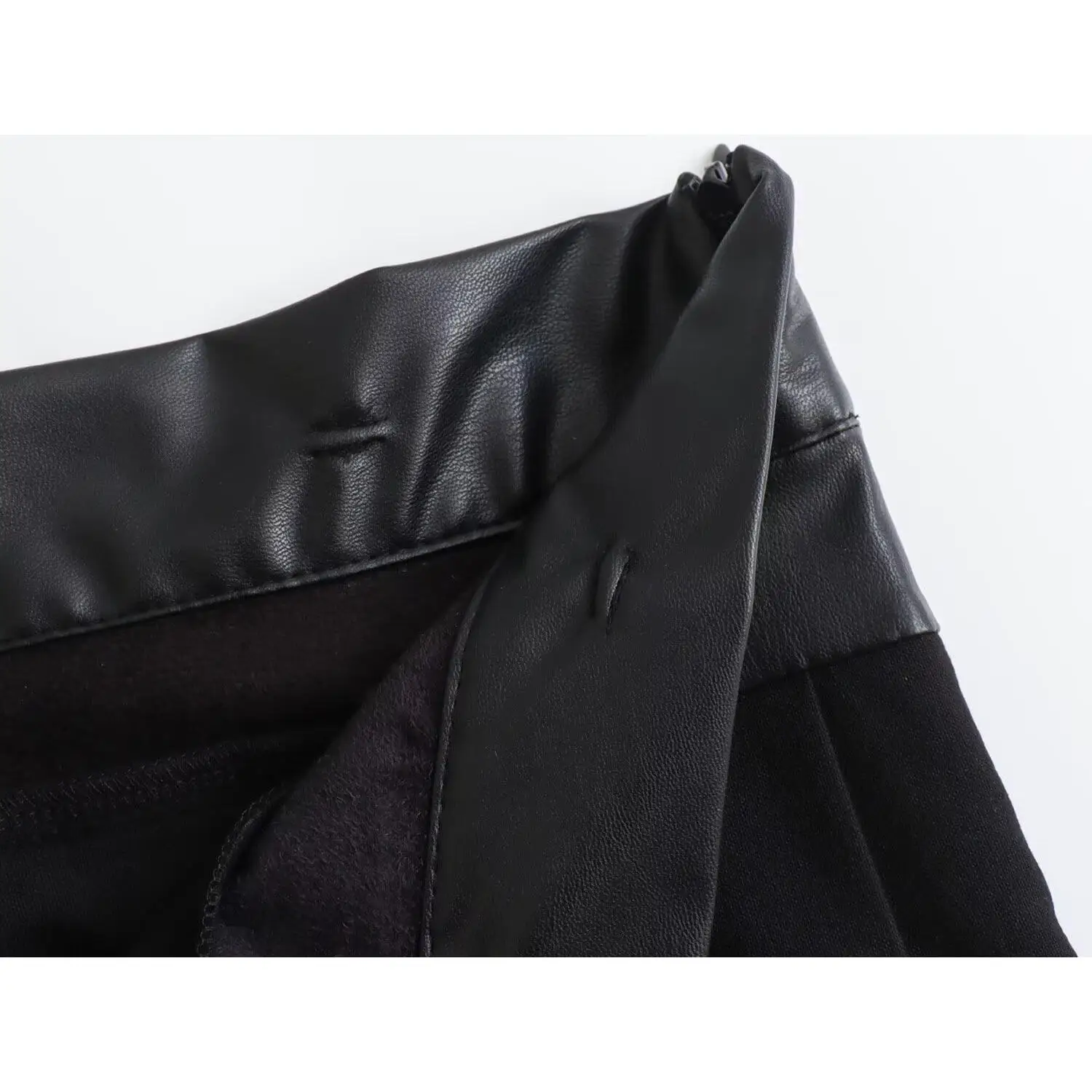 Faionable cuir Patchwork jupe pantalon femmes taille moyenne Stand Fit décontracté loisirs jupes automne nouveau Sle JNLEAOG