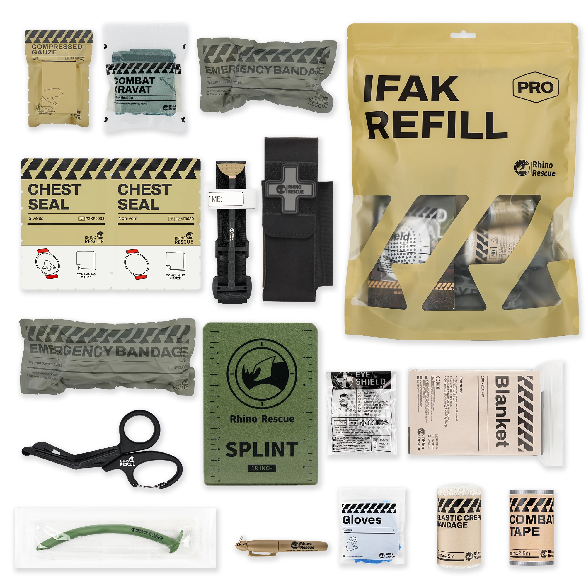 Rhino Rescue Trauma Kit, Combat Survival Gear Medische Kit, Tactisch voor EHBO in noodgevallen, IFAK Navulbenodigdheden