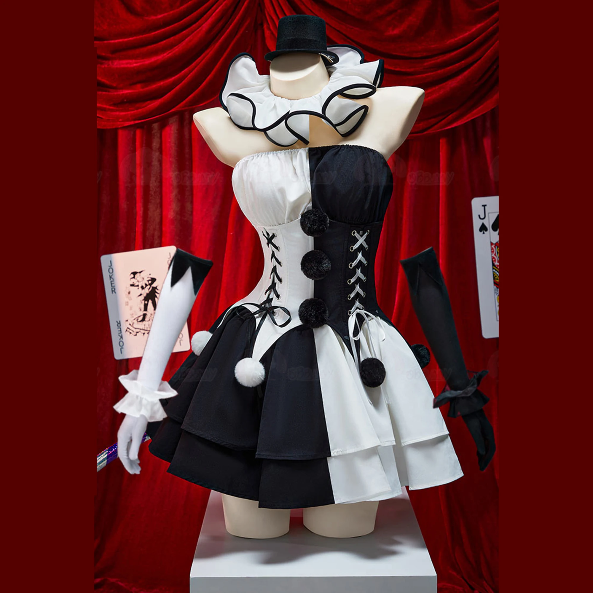 

Art The Clown Cosplay Terrifier Cosplay Costumes Women Sexy Black White Dress Socks Gloves Suit Halloween Carnival Party Clothes