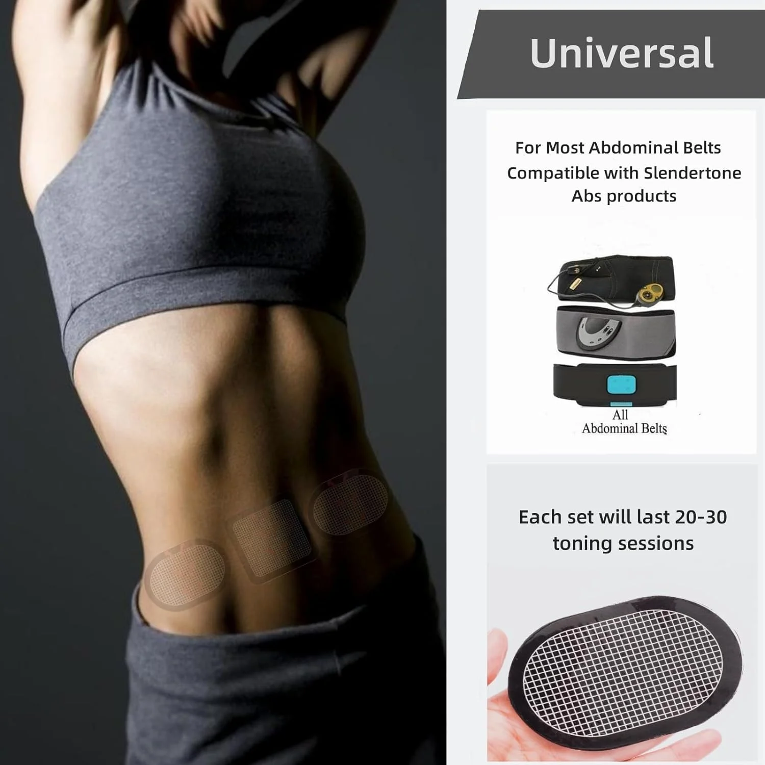 9/3Pcs EMS Muscle Stimulator Replacement Gel Electrode Pad / Abdominal Fitness Belt Trainer Massage Abdomen Weight Loss Patch