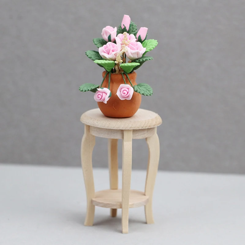 1Pc 1/12 Dollhouse Furniture Miniature Simulation Wooden Stool Living Room Toy Doll House Accessories Kids Toy