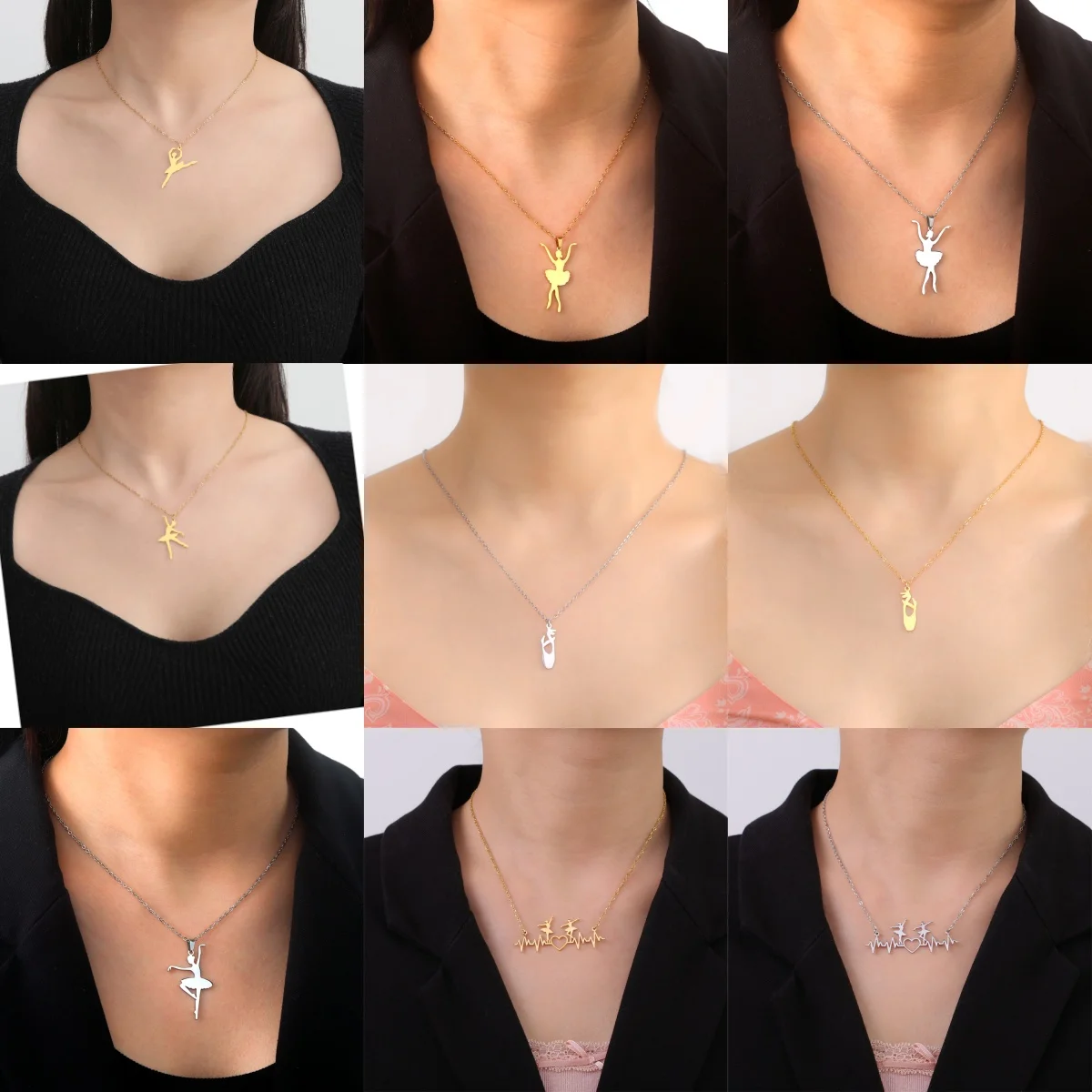 Kkjoy Mode Edelstahl Gold Farbe Ballerina Anhänger Halskette Für Frauen Tanzen Mädchen Schmuck Geburtstag Geschenk Großhandel – Detail 11