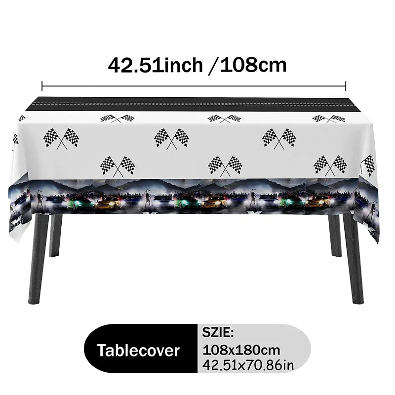 ワイルド・スピードのテーマパッケージ 21 個 - ナプキン 20 個 & テーブルクロス 1 個 子供の誕生日用 環境に優しいパーティー装飾用品