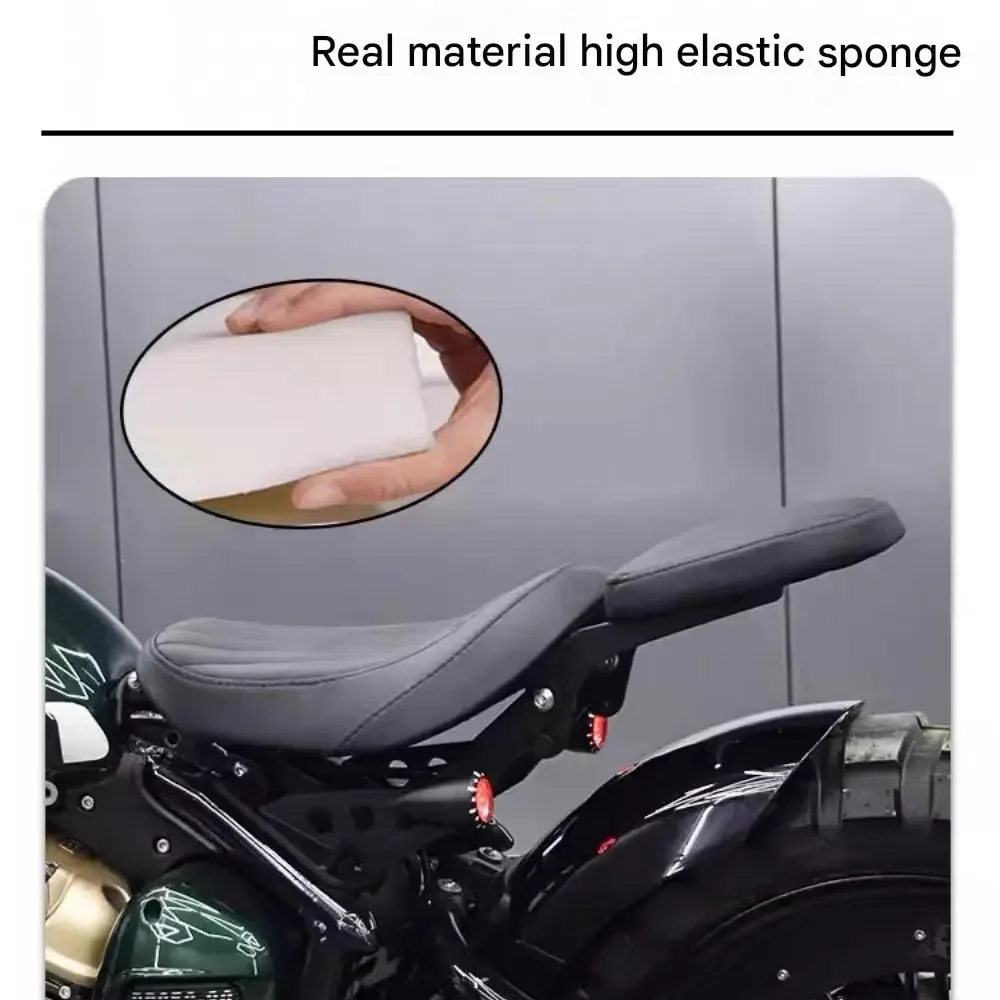 Benda Napoleon 250 Motorcycle Dual Seat Kit - Hidden Folding Design Vintage Diamond-Stitched Leather with Spring Support for Spe