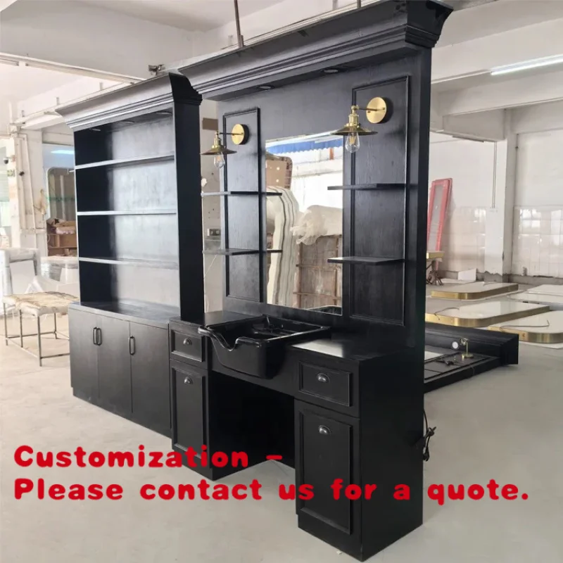 custom.Luxury Hair Cut Barber Wall Salon Retro Wood Make up Mirror Cosmetic Vanity Makeup Mirror