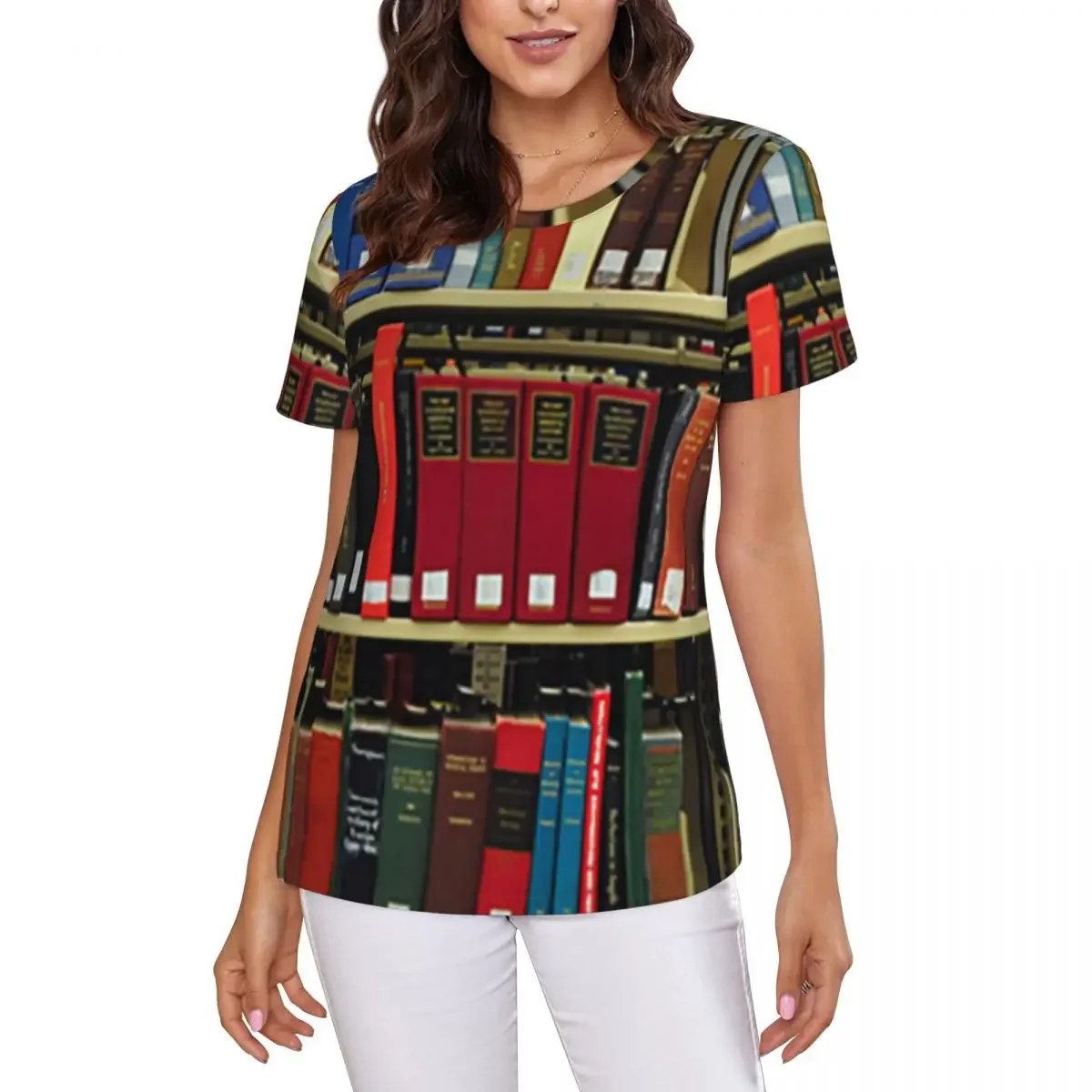 Education Library Book T-Shirt Women Short Sleeve T Shirts O-Neck Streetwear Cotton Summer Tees Streetwear