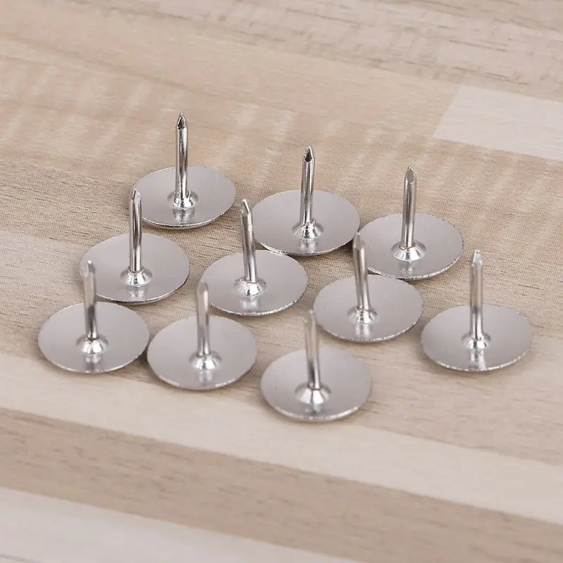 Multifunctional Flat Thumb Tack Push Pin Silver Steel Pushpin for Wall Board 80X