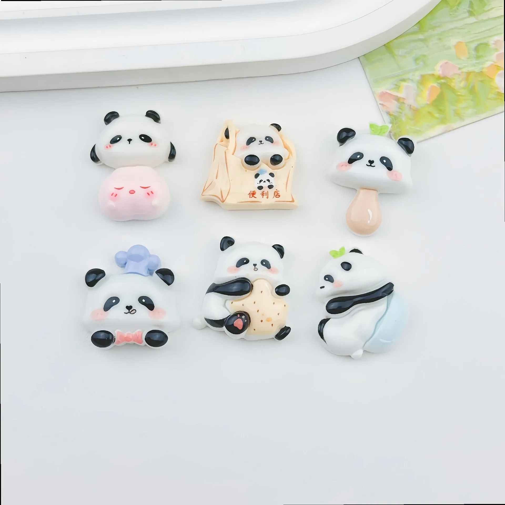 100pcs Kawaii Mini Panda Resin Flatback Cabochon DIY Accessories Phone Case Hairpin Keychain Scrapbook Jewelry Decor