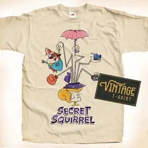 Secret Squirrel V1 T shirt Tee Natural Vintage Cotton Movie Poster Beige All Sizes