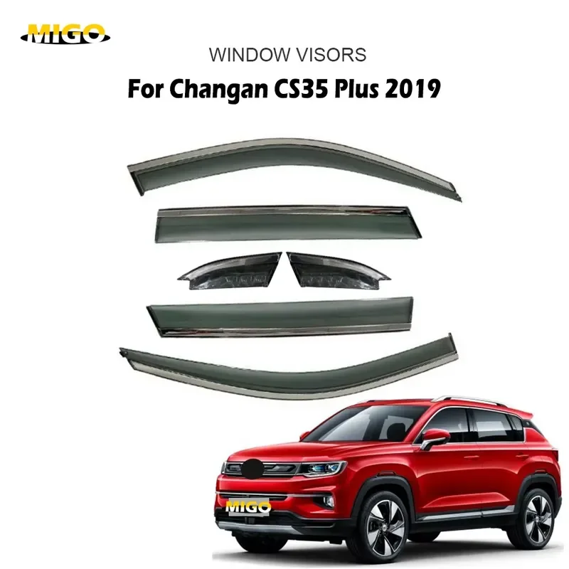 6pcs for Changan CS35 Plus 2019 Car Window Visor Rain Guards Perfect Fit PC Material Smoke Gray Premium Durable Slim Design