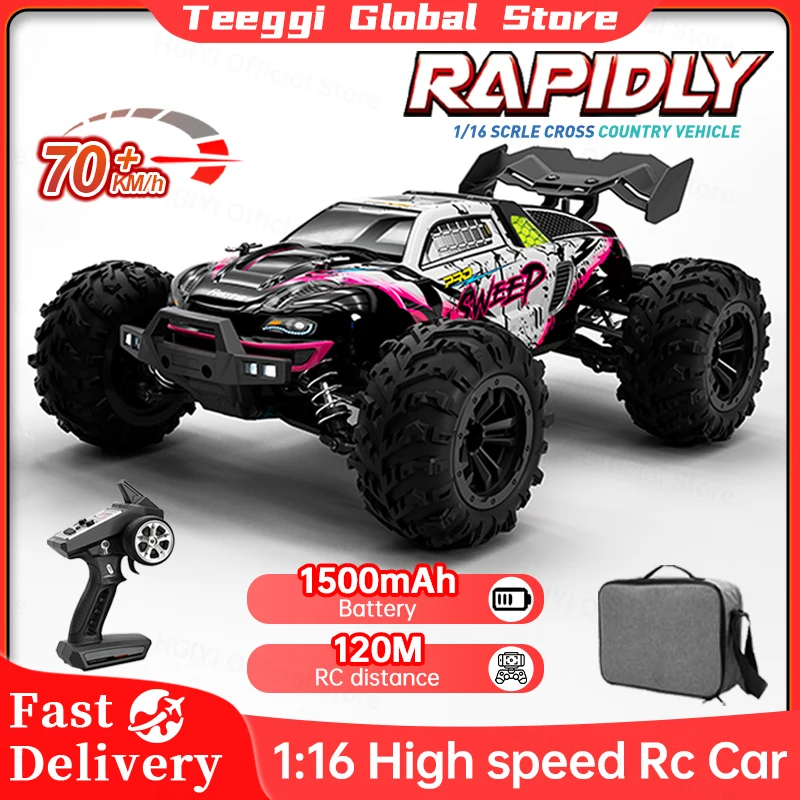 Teeggi 16101 /16102 PRO 1:16 70KM/H 4WD High Speed RC Car With LED Light Drift RC Off-Road Car Monster Truck Toy For Kid Gifts