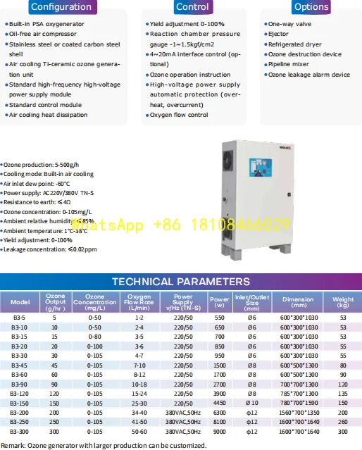 

r Industrial/Commercial Ozone Generator 500g/h air Cooled Ozone Generato