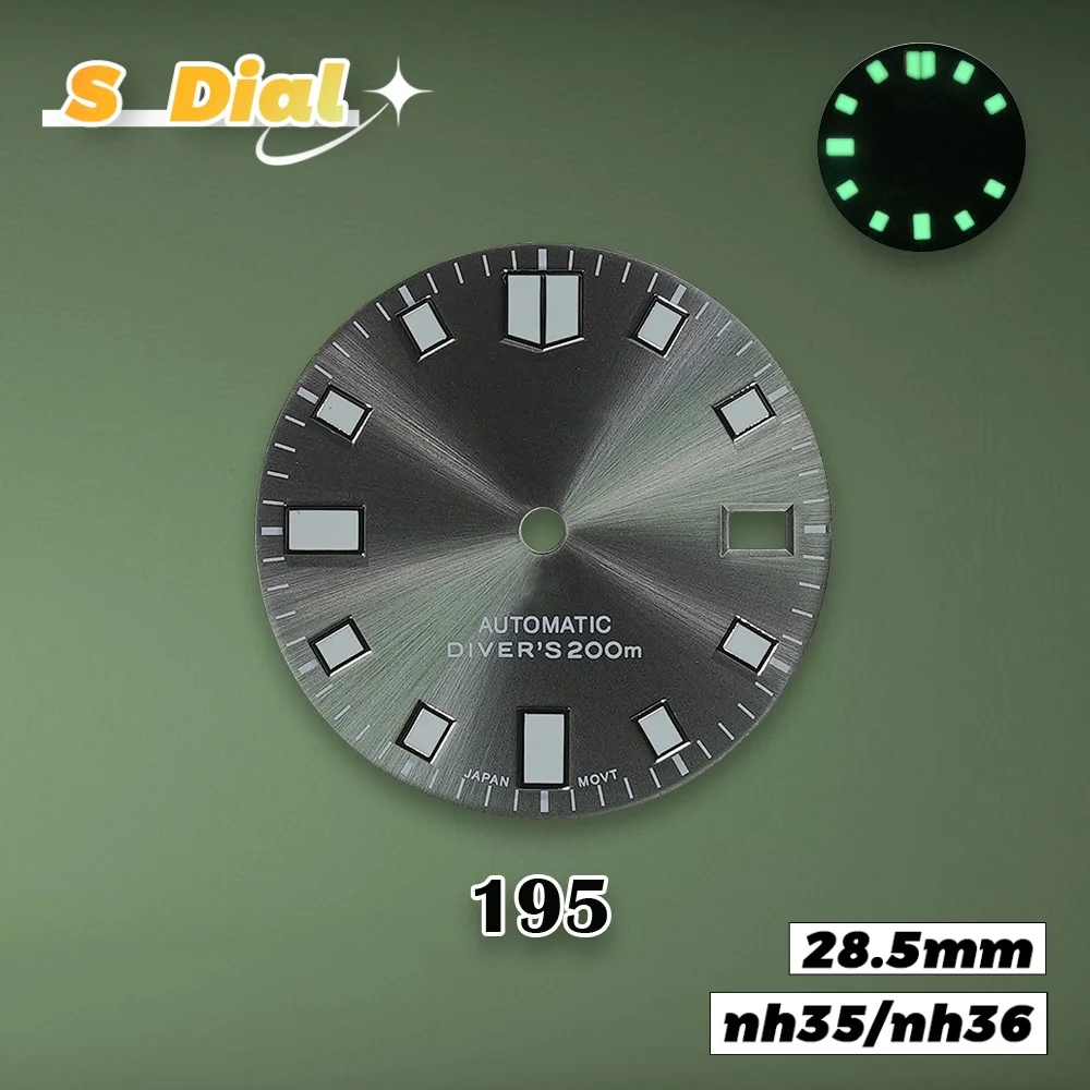 جديد 28.5 مللي متر S شعار NH35 غواص الطلب التلقائي صالح NH36/4R/7S حركة C3 الأخضر مضيئة ساعة تعديل الملحقات