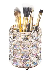 Makeup Brush Holder Organizer Crystal Vanity Decor Bling Personalized Comb Brushes Pen Storage Box Container (Crystal Pot)