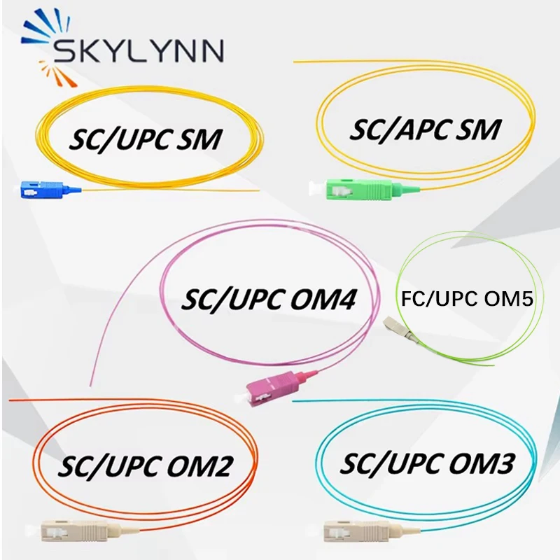 0.9mm SC Pigtails, SM G657A2 MM OM2/OM3/OM4/OM5 1.5 Meter Length LSZH Jacket Fiber Optic Pigtails