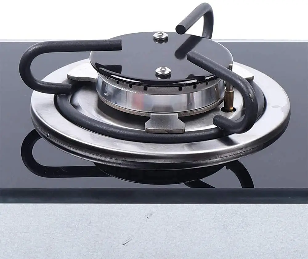 GR-B002 Fornello da piano cottura RV per roulotte RV a 1 fuoco con coperchio in vetro temperato, 7,9"x14,4"x2,8" (1 bruciatore, barca, auto, campeggio)