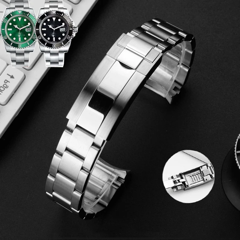 

Watch Bracelet For Rolex SUBMARINER DAYTONA SUP GMT Men Fine-Tuning Pull Button Clasp Strap 904 Stainless Steel Watch Band 20mm